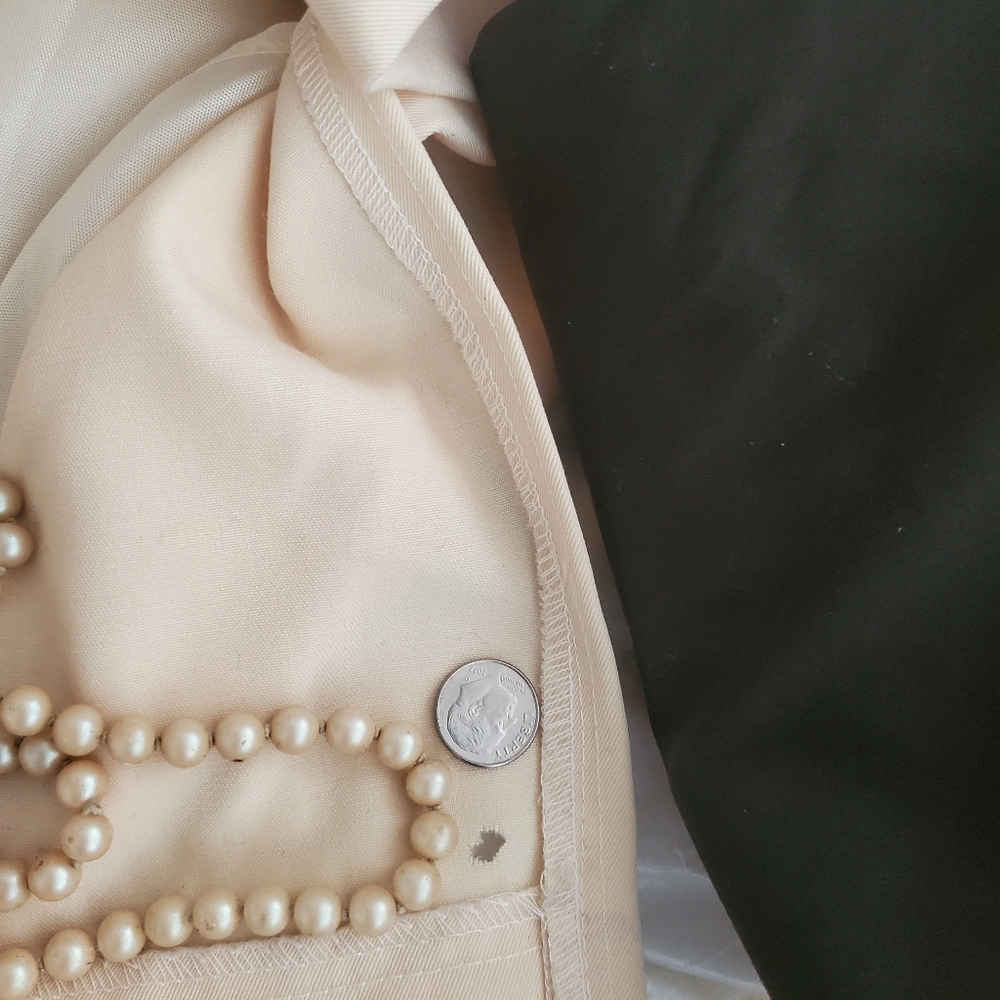 Vtg 100% Wool Cream Tuxedo Jacket DB Military Gold Button Coat DRESS sz 12 🥼 - Picture 12 of 14